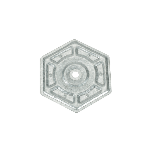 Hexagonal 2-7/8 inch Galvalume stress plate for insulation attachment