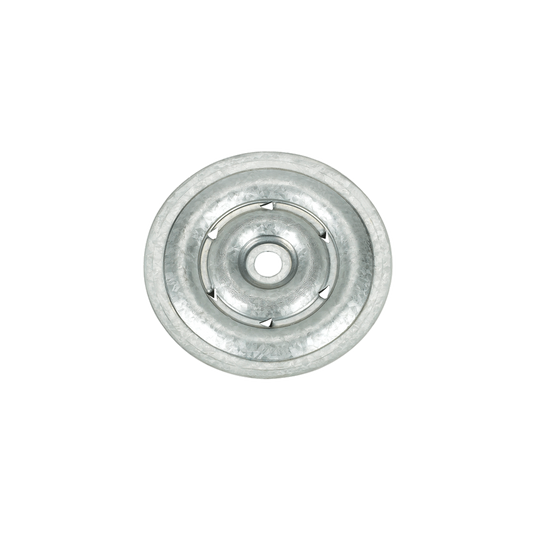 2-3/8 inch barbed stress plate for steel and wood deck membrane attachment
