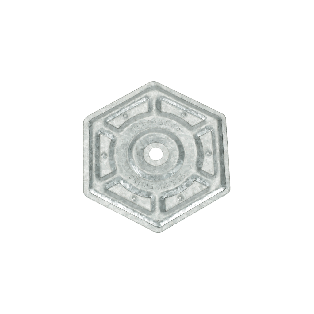 Hexagonal 2-7/8 inch Galvalume stress plate for insulation attachment