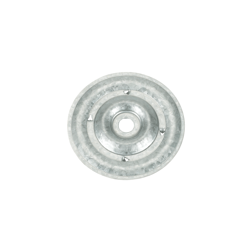2-inch round barbed stress plate for roofing membranes and cover boards