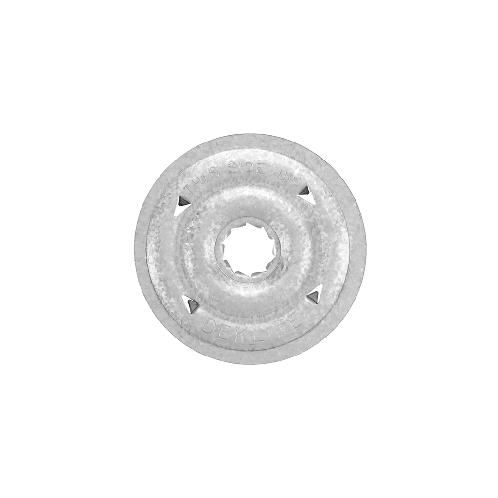 3-inch barbed Deklite stress plate for lightweight concrete and gypsum decks